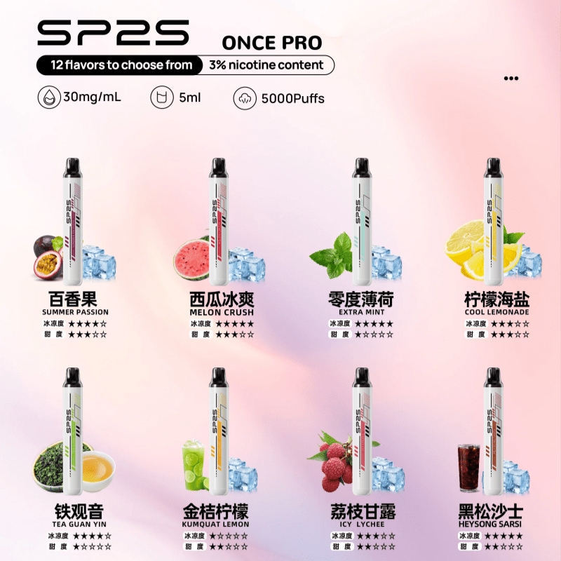 SP2S Once Pro 5000口拋棄式電子煙|多口味現貨・免充電